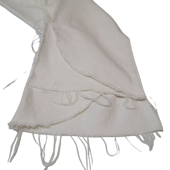 GRLFRND The Maran Wide Leg Split Hem Mid Rise White Jeans NWT size 31 - Picture 4 of 13